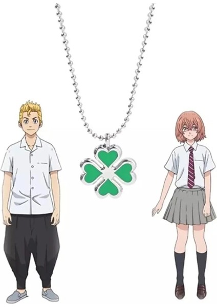 Anime Tokyo Revengers Dört Yapraklı Yonca Yeşil Kolye modelleri