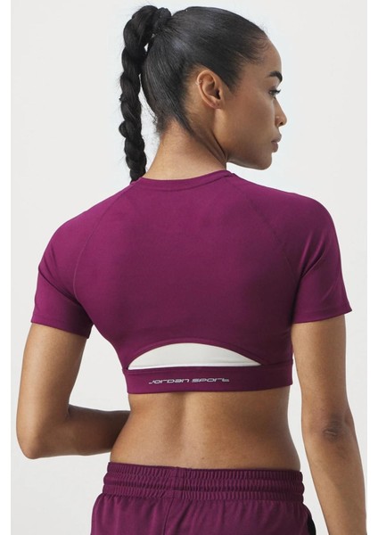 Jordan Sport Women's Bodycon Performance Top Kadın Crop Body Tişört Bordo modelleri