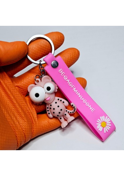 Anahtarlık Aksessuar 3D Silikon Anahtarlık Pembe Panter fırsatları