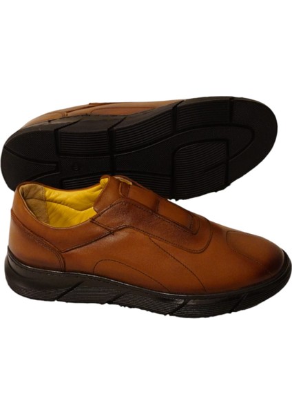 Hakiki Iç Dış Deri Erkek Ayakkabı Poliüretan Taban Ortopedik Tabanlık Bağcıksız (HSA004 )