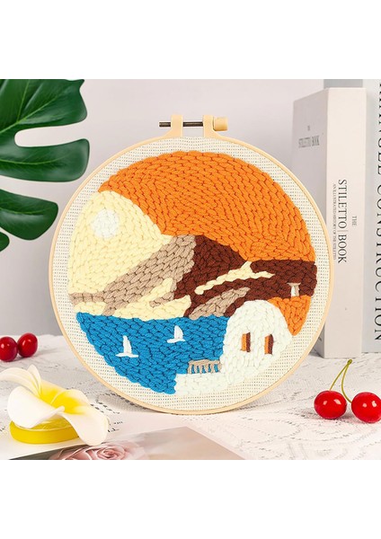 Kasnaklı Goblen Punch (Panç) Işleme Seti 20 cm Manzara Deseni