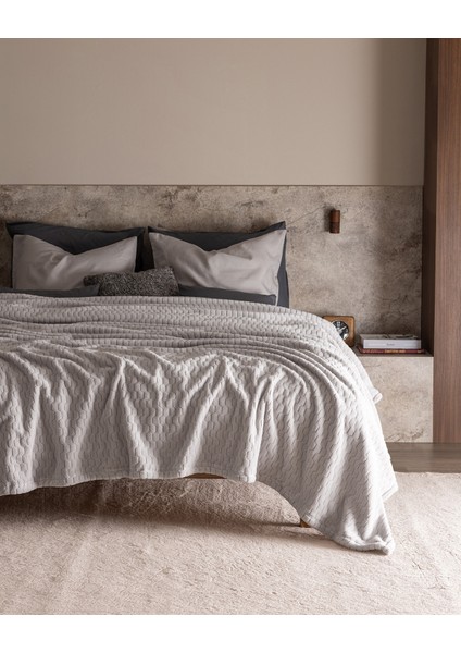 Ludos Tek Kişilik Wellsoft Polar Baskılı Emboss Battaniye - Gri