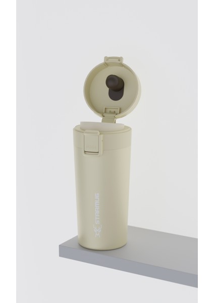 Locksip 380 ml / 13 Oz Çelik Termos - Krem