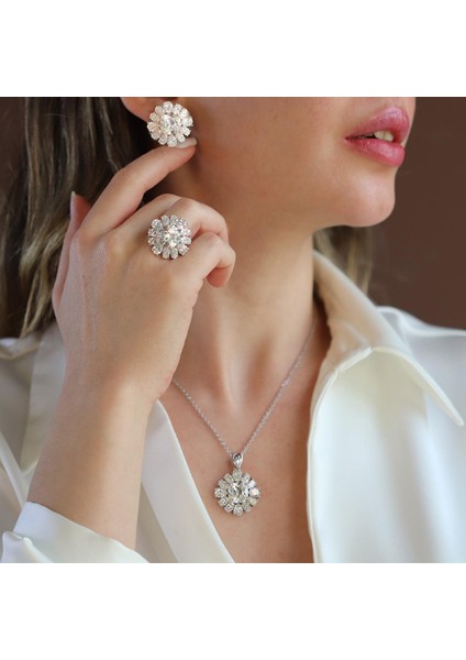 Okyanusun Kalbi Sky Diamond Gümüş Set