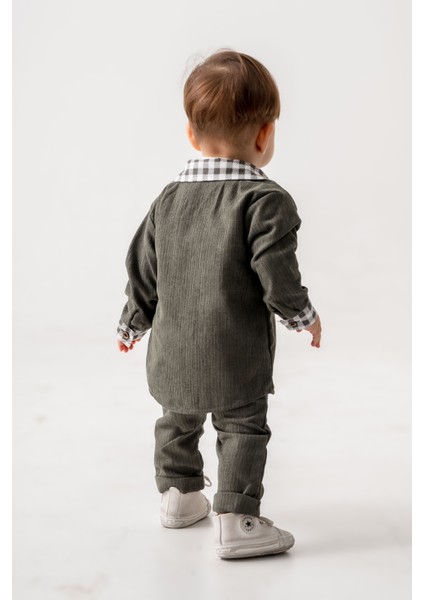 Erkek Bebek Ekose Şönil Ceket Üçlü Takım fırsatları