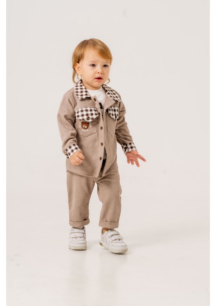 Erkek Bebek Ekose Şönil Ceket Üçlü Takım fırsatları