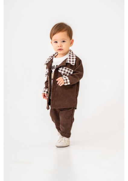 Erkek Bebek Ekose Şönil Ceket Üçlü Takım fırsatları