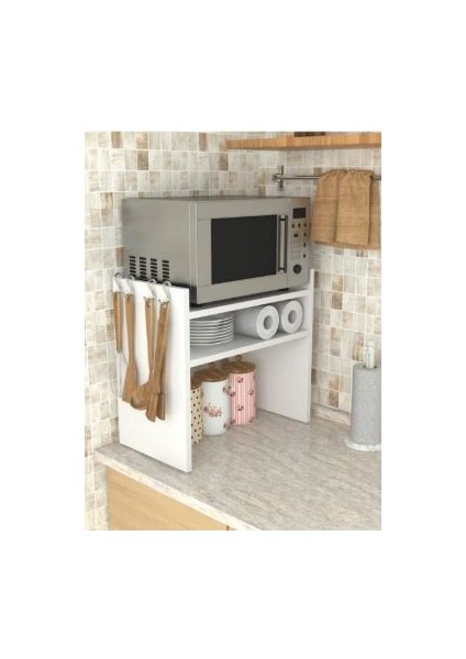 Lüxs Beyaz Tezgah Üstü Raf - Fırın, Mıkrodalga Organızer Düzenleyici -Çok Amaçlı Raf modelleri