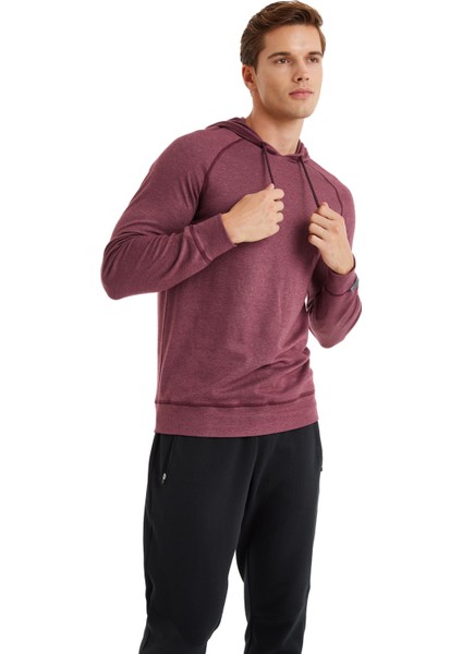 Erkek Kapüşonlu Flash Thermal Bordo Sweatshirt C8T6N4O7