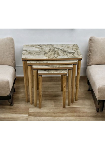 Zigon Sehpa 4 Lü ahşap ayaklı