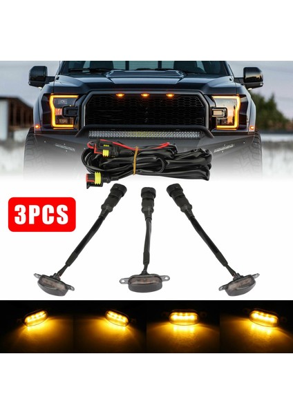 3x Füme Lens Amber LED Ön Izgara Farları Ford F-150 Raptor Için Lambalar (Yurt Dışından) fiyatları