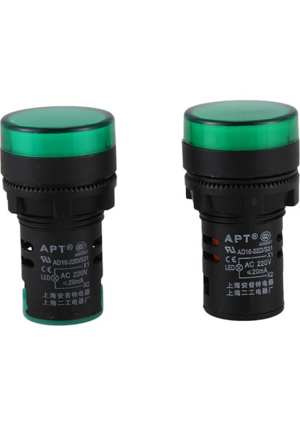 2 Adet AC220V Yeşil LED Güç Göstergesi Pilot Sinyal Işığı Lambası 22MM Dia (Yurt Dışından)