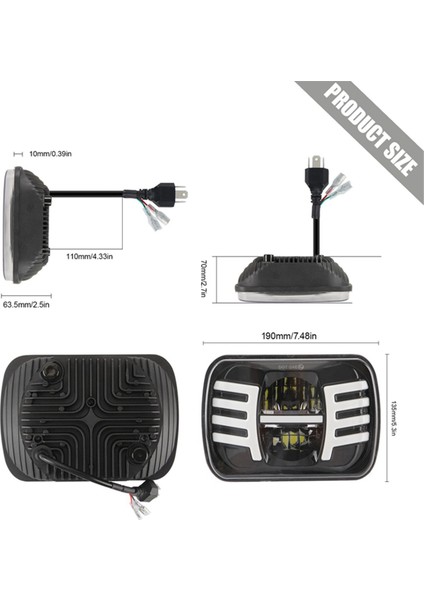 5x7 Inç LED Far 7x6 LED Mühürlü Işın Başkanı Işık Lambası Jeep Yj Cherokee Xj Için Yüksek Düşük Işın ile (Yurt Dışından) modelleri