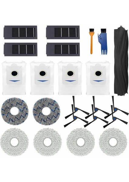 Ecovacs Deebot X2 Omni Yedek Parçalarına Uyumlu Aksesuar Seti Ana Fırça, Yan Fırçalar, Filtreler, Moplar, Toz Torbaları (Yurt Dışından)