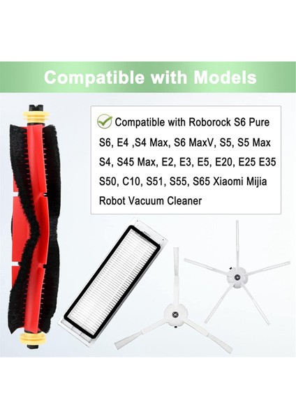 Xiaomi Roborock S6 Saf, S6, E4,s4 Max, S6 Maxv, S5, S5 Max, S4, E2, E3,e5 E20 E25 E35 S50 S65 Fırça Filtreleri (Yurt Dışından)