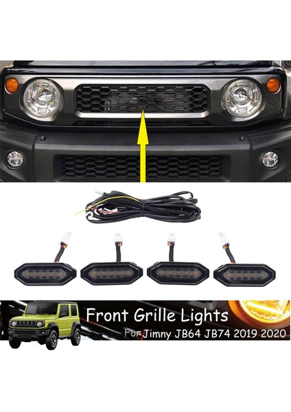 LED Ön Izgara Işıkları Beyaz Amber Işık Harici Izgara Lambaları Suzuki Jimny Için JB64 JB74 2019 2020 2021 Yüksek Sürüm (Yurt Dışından)