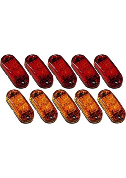 5x Amber + 5x Kırmızı LED Araç Kamyon Römork Rv Oval 2,5 Inç Yan Gümrükleme Işaretleyici Işık (Yurt Dışından)