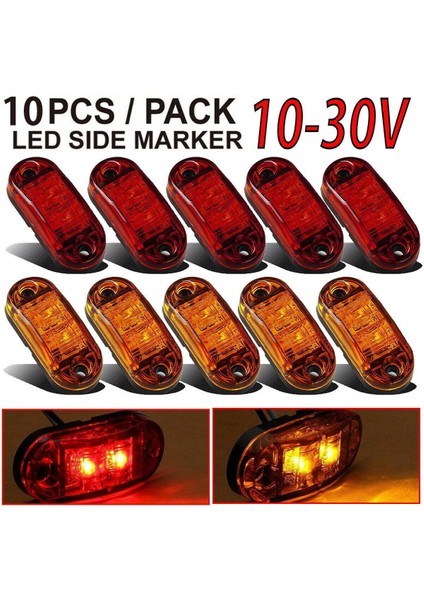 5x Amber + 5x Kırmızı LED Araç Kamyon Römork Rv Oval 2,5 Inç Yan Gümrükleme Işaretleyici Işık (Yurt Dışından) fiyatları