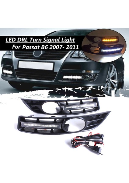 Ön Tampon Sis Lambaları Işık Izgara Izgaraları + Passat B6 2007-2011 Için Drl LED Su Geçirmez (Yurt Dışından)