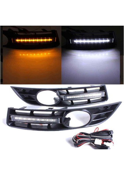 Ön Tampon Sis Lambaları Işık Izgara Izgaraları + Passat B6 2007-2011 Için Drl LED Su Geçirmez (Yurt Dışından)