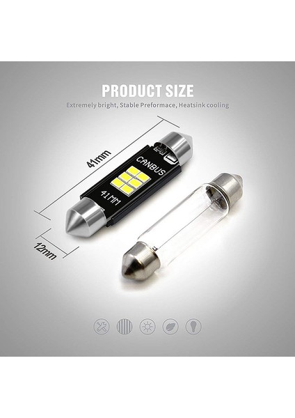 Son Derece Parlak 400 Lümen 3020 Yonga Seti Canbus Hatasız Iç Mekan LED Ampuller Araba Işıkları Plaka Kubbe Haritası Kapı Nezaket 41MM Festoon DE3175 6428 Xenon Beyaz (Yurt Dışından) fiyatları