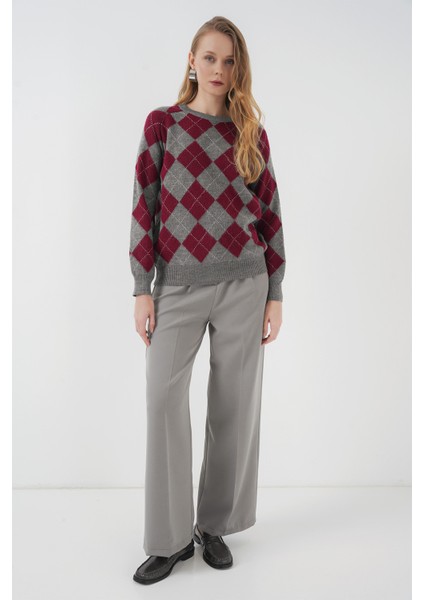 15918 Baklava Desen Triko Kazak - Gri fiyatları