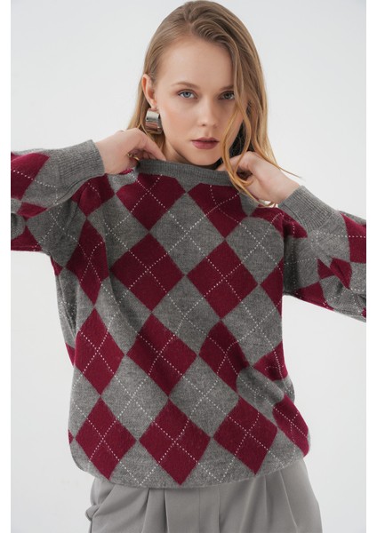 15918 Baklava Desen Triko Kazak - Gri fırsatları