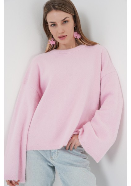 15915 Yumuşak Dokulu Triko Kazak - Pembe