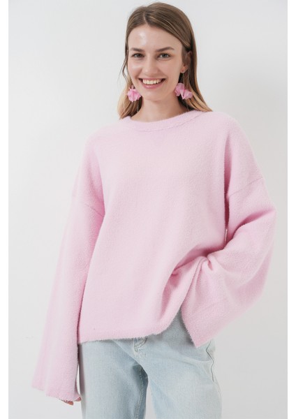 15915 Yumuşak Dokulu Triko Kazak - Pembe