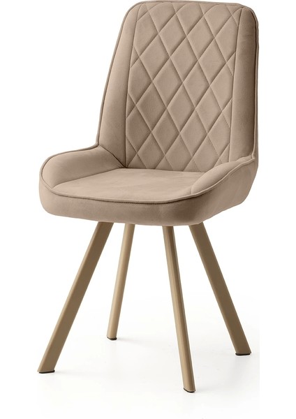 Flya Metal Ayaklı Kumaş Salon Balkon ve Mutfak Sandalyesi 4 Adet Kahve