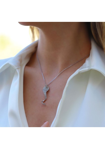 Yılan Model Zirkon Taşlı Gümüş Kolye fiyatları