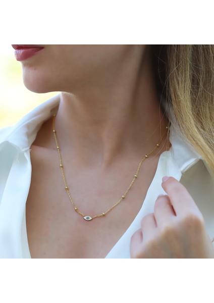 Göz Top Zincirli Trend Gold Gümüş Kolye fiyatları