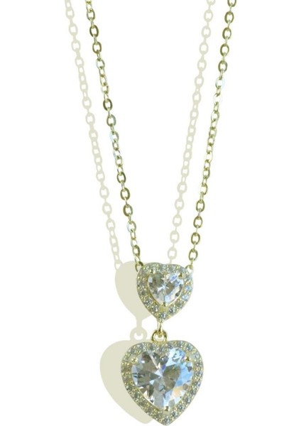 İkili Kalp Gold Gümüş Kolye fırsatları