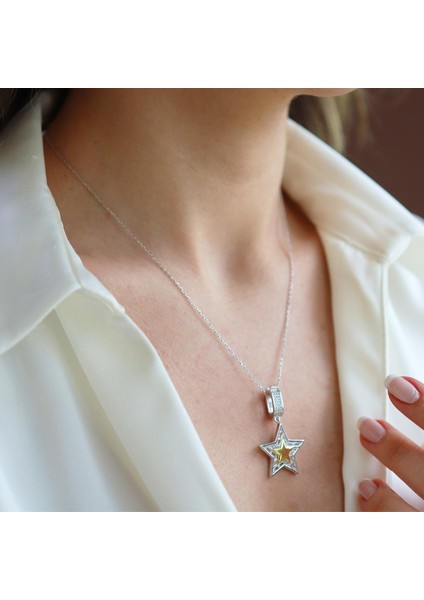 Stars Charm Gold Gümüş Kolye