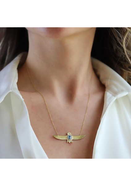 Baykuş Gold Tasarım Gold Gümüş Kolye