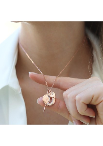 Ay Modeli Rose Gold Kaplama Gümüş Kolye fiyatları