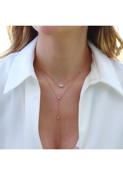 Göz Trend Rose Gold Kaplama Gümüş Kolye fiyatları