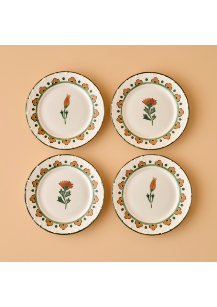 Tulip Porselen 4'lü Pasta Tabağı Seti 19 Cm
