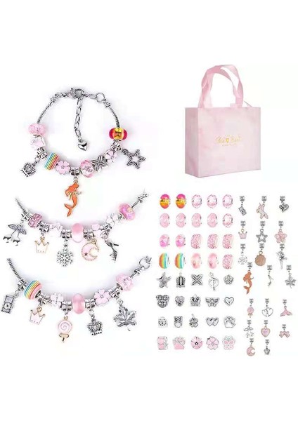Diy El Yapımı Takılar Çocuk Bilekliği Kadın Zarif Hediye Kutusu Hediye Ipi Çizgi Film Pembe Set Hediye (Yurt Dışından)