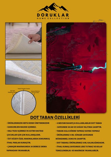 Kaymaz Taban Makinada Yıkanabilir Dijital Baskı Arcane Jin x Desenli Çocuk Odası Halısı Dot Taban Halı ARC20 fiyatları
