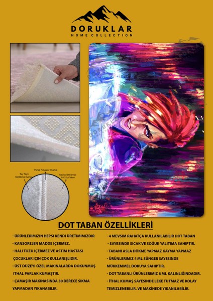 Kaymaz Taban Makinada Yıkanabilir Dijital Baskı Arcane Vi Desenli Çocuk Odası Halısı Dot Taban Halı ARC13 fiyatları