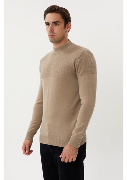 Et 3638 Yarım Boğazlı Dokuma Detaylı Erkek Kazak modelleri