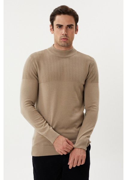 Et 3638 Yarım Boğazlı Dokuma Detaylı Erkek Kazak indirimleri