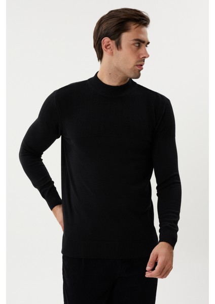 Et 3638 Yarım Boğazlı Dokuma Detaylı Erkek Kazak modelleri