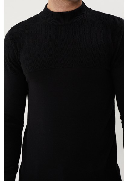 Et 3638 Yarım Boğazlı Dokuma Detaylı Erkek Kazak indirimleri