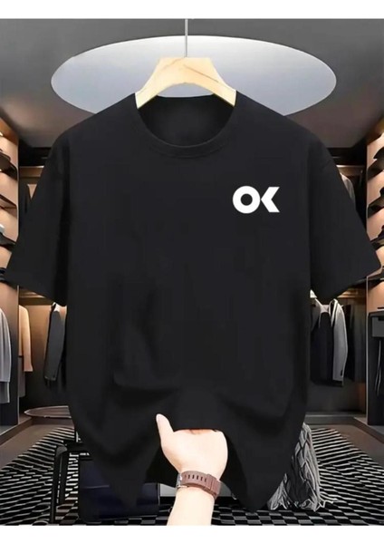 Ok Yazı Baskılı Basic T-Shirt