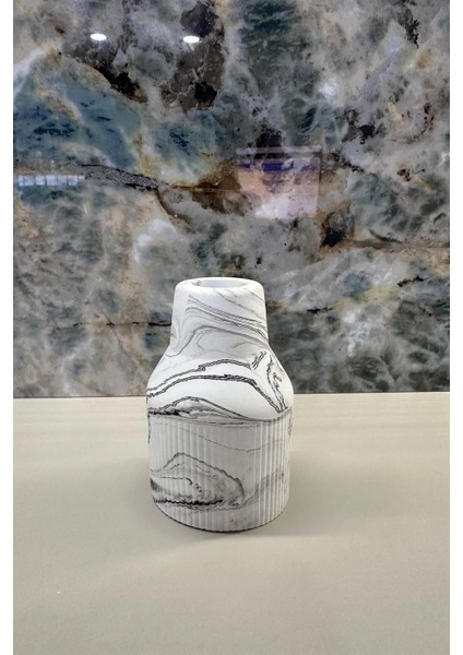 Mini Mermer Desen Çizgili Iskandinav Vazo Biblo 7X10 cm fiyatları