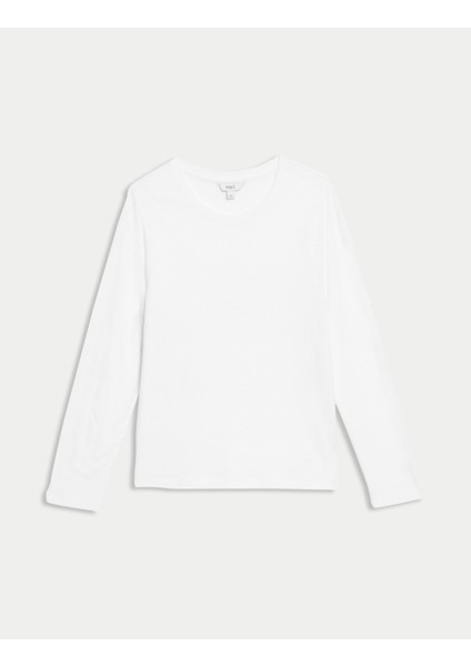 Saf Pamuklu Regular Fit Uzun Kollu T-Shirt
