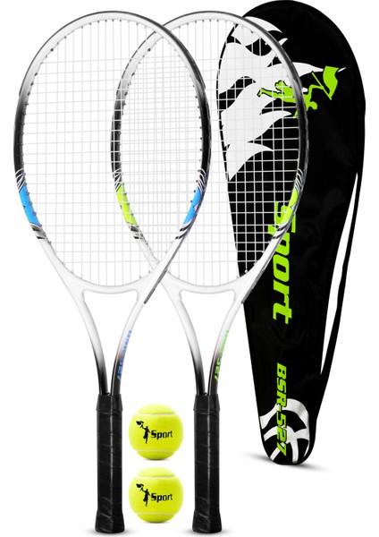 4lü Set Deluxe 27 Inç 2 Tenis Raketi Seti 2 Top Çantalı Yetişkin Tennis Racket L2 68 cm 527