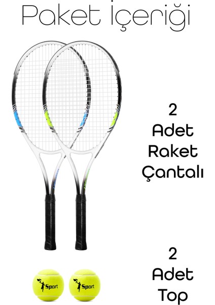 4lü Set Deluxe 27 Inç 2 Tenis Raketi Seti 2 Top Çantalı Yetişkin Tennis Racket L2 68 cm 527 fiyatları